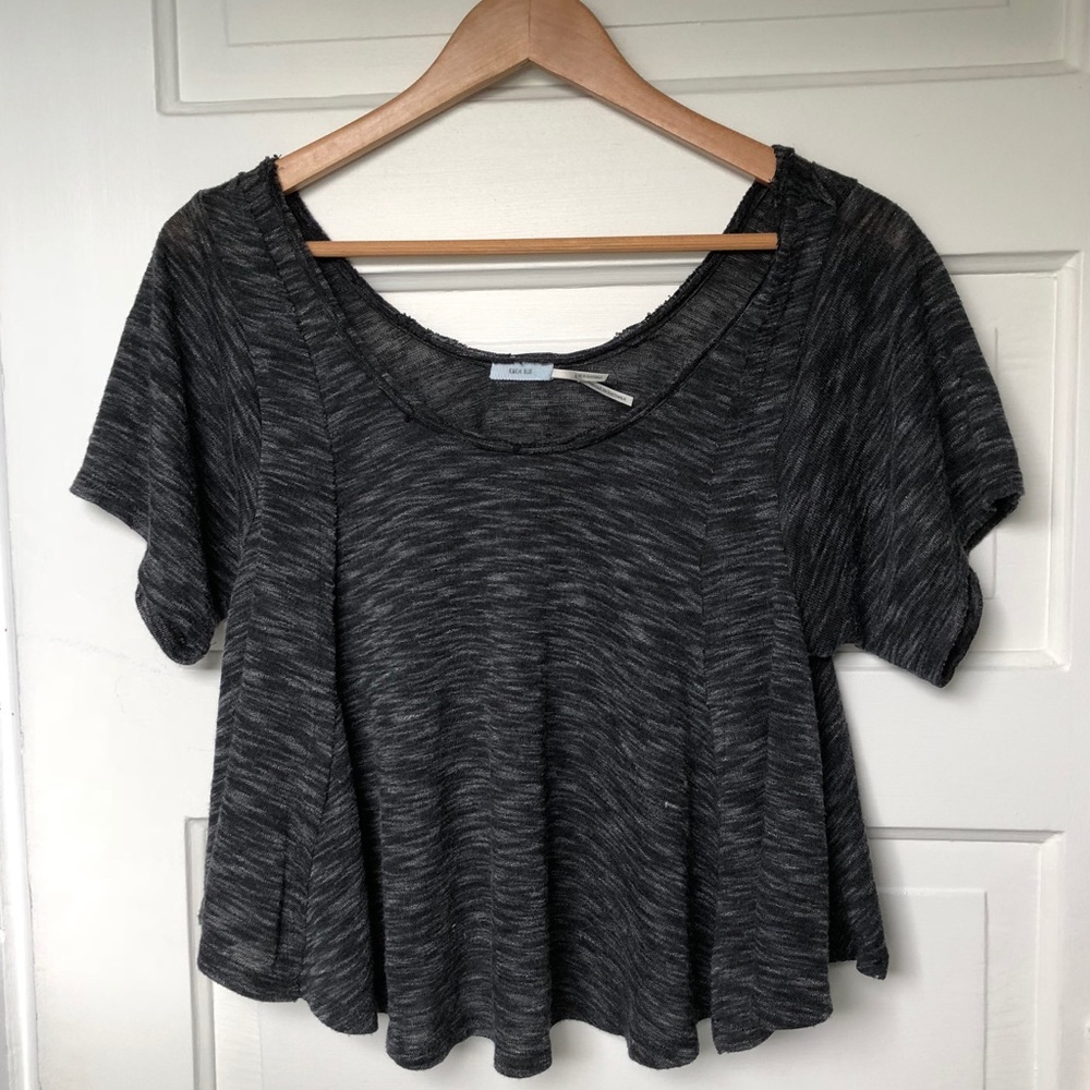 Heather Grey Flowy Short Sleeve Top